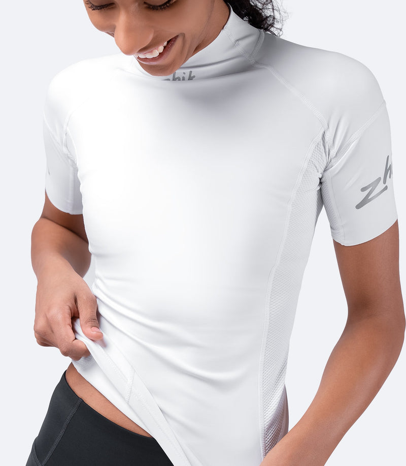 Womens White Eco Spandex Short Sleeve Top-4