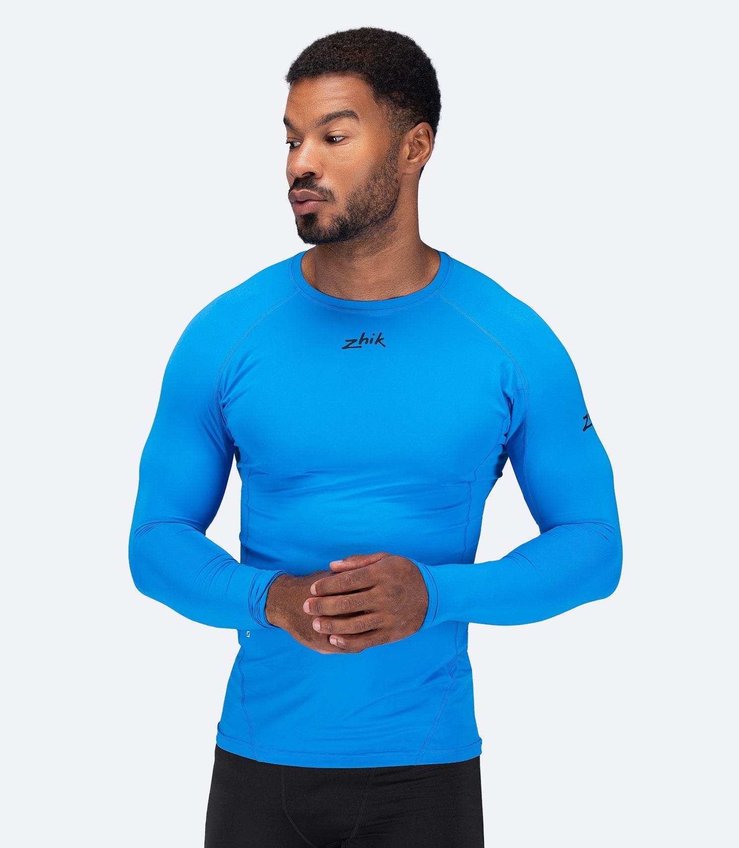 Mens Eco Spandex LT Long Sleeve Baselayer Top - Cyan