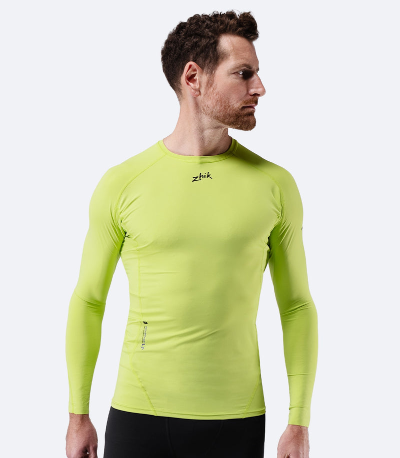 Mens Eco Spandex LT Long Sleeve Baselayer Top - Lime-1