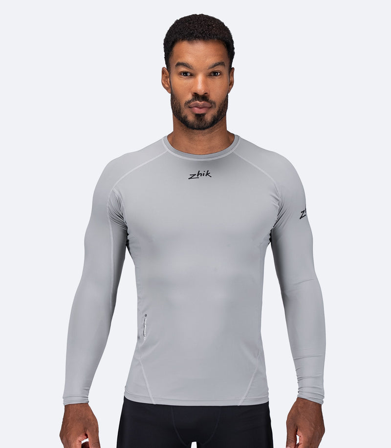 Mens Eco Spandex LT Long Sleeve Baselayer Top - Platinum-1