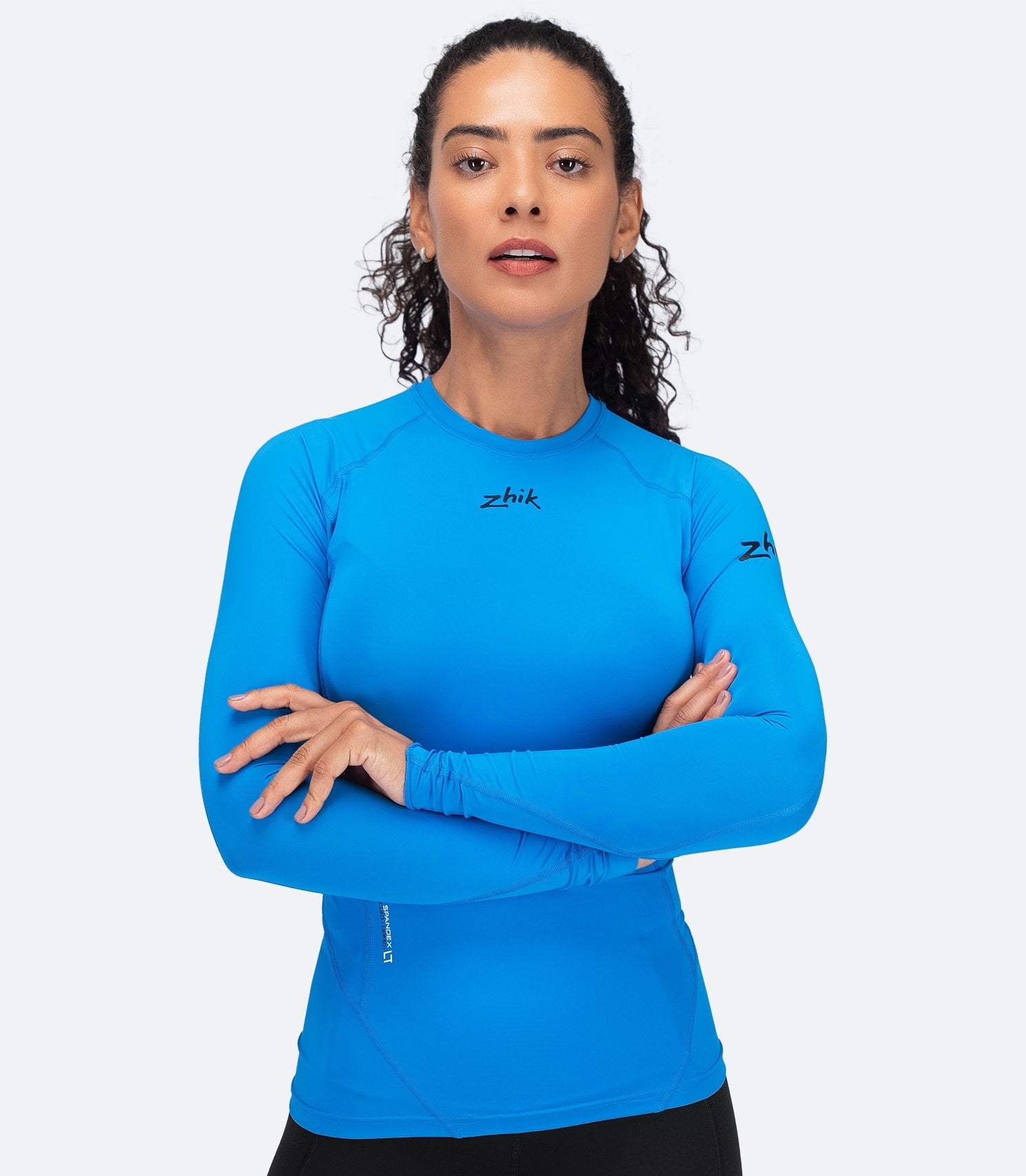 Womens Eco Spandex LT Long Sleeve Baselayer Top - Cyan-2