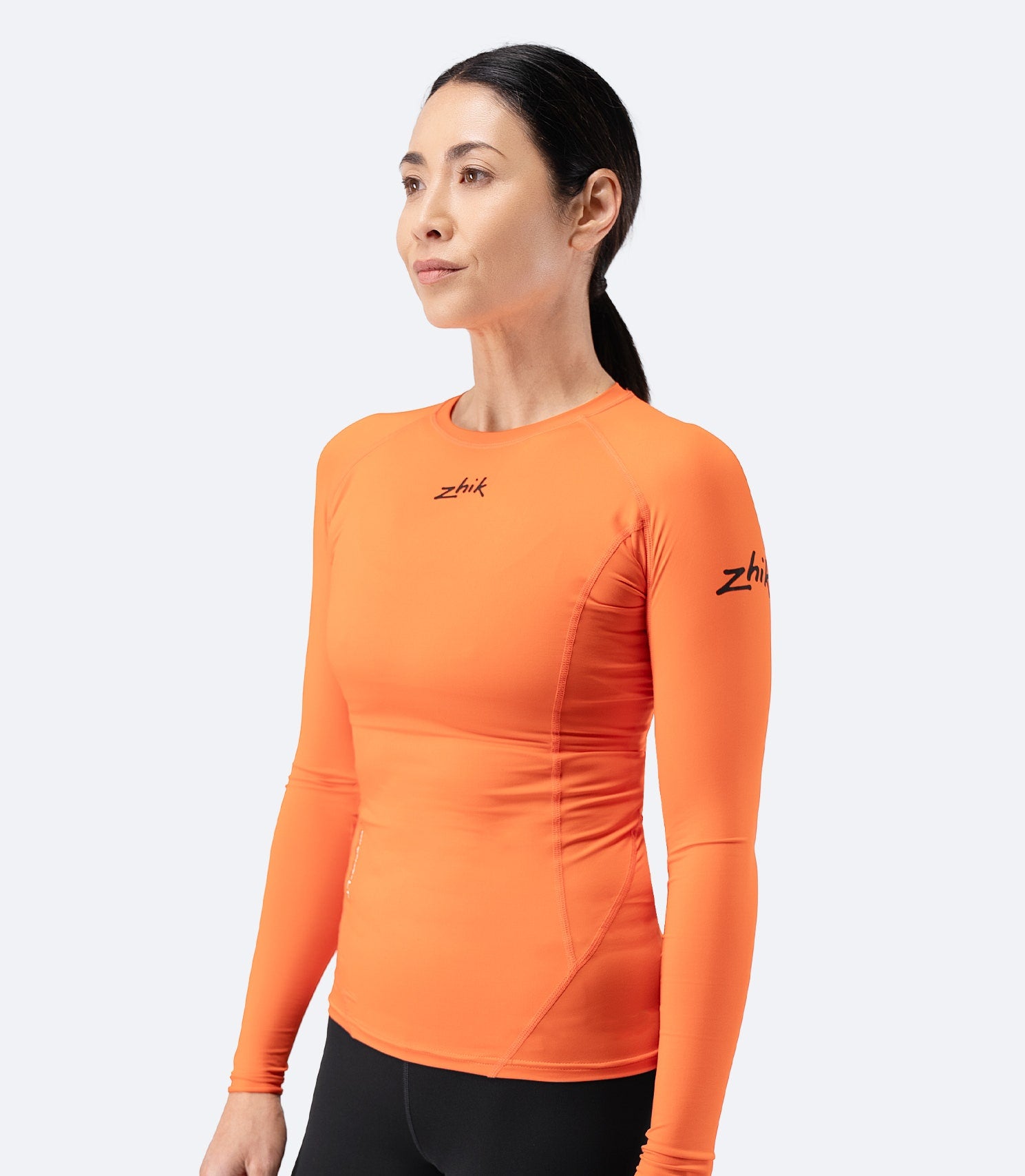 Womens Eco Spandex LT Long Sleeve Baselayer Top - Flame Red-1