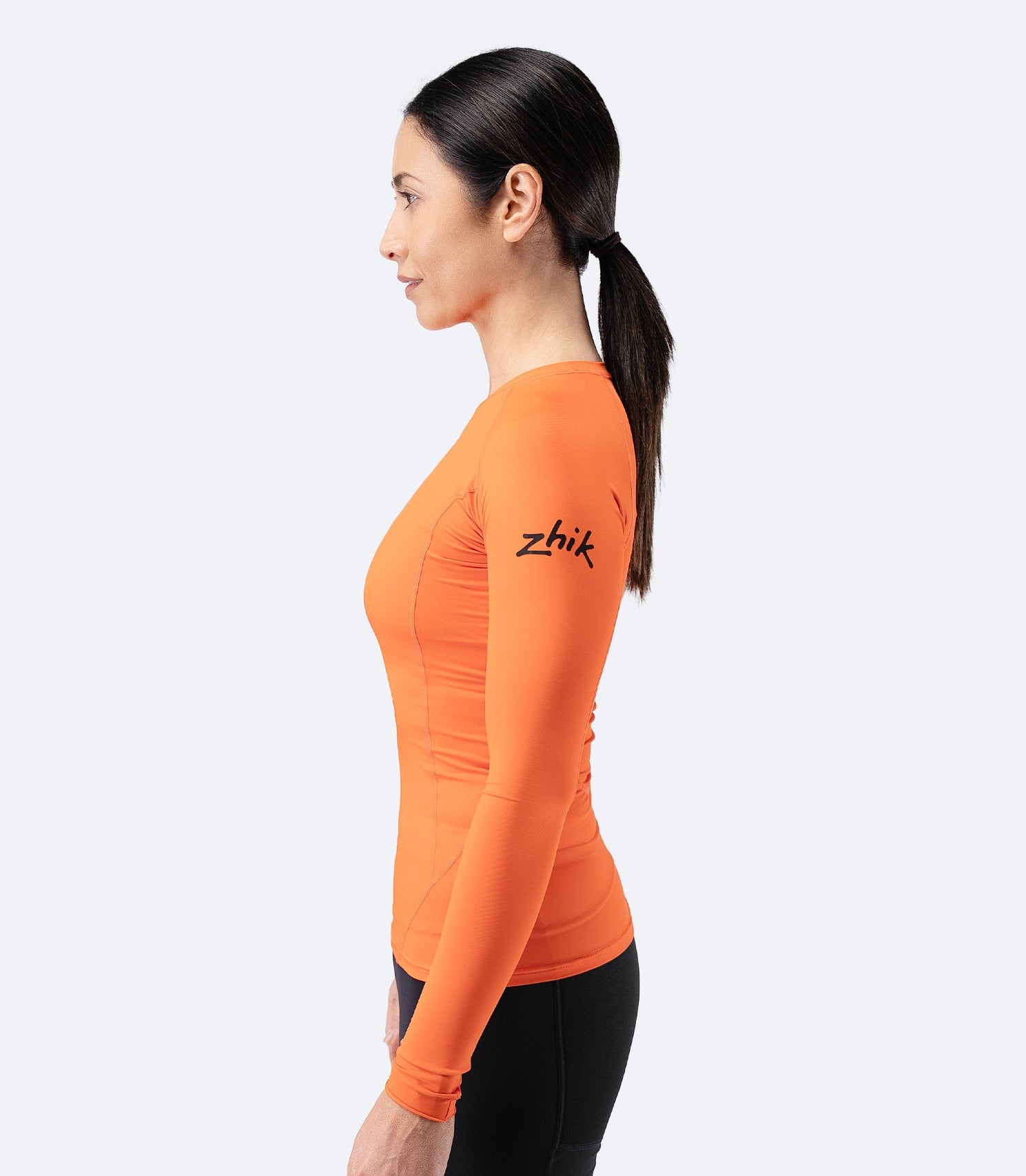 Womens Eco Spandex LT Long Sleeve Baselayer Top - Flame Red-5