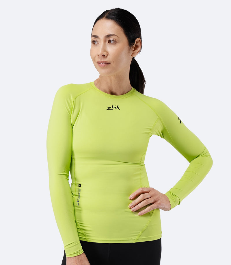 Womens Eco Spandex LT Long Sleeve Baselayer Top - Lime-1