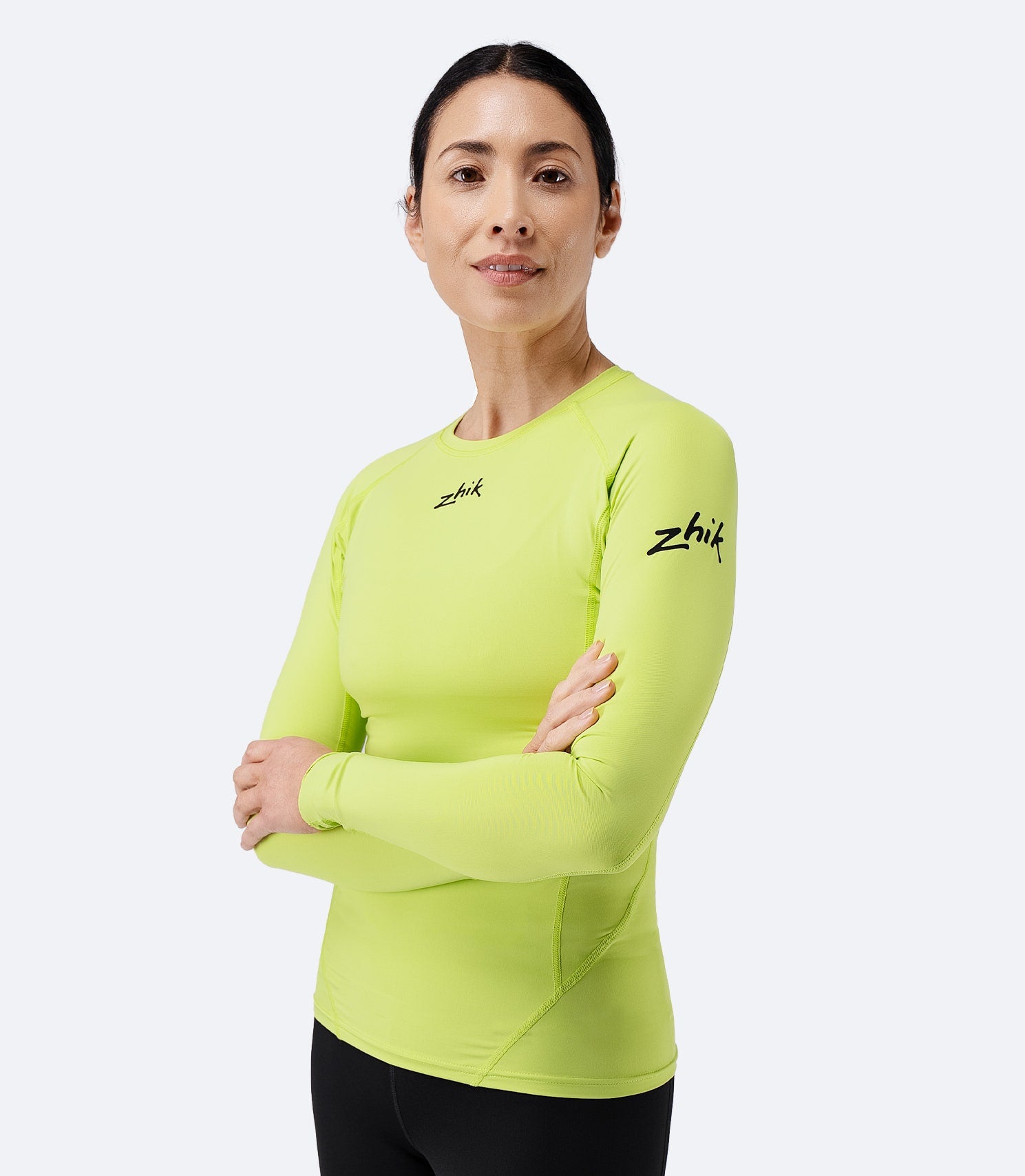 Womens Eco Spandex LT Long Sleeve Baselayer Top - Lime-2