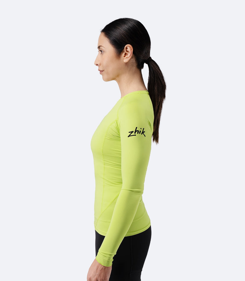 Womens Eco Spandex LT Long Sleeve Baselayer Top - Lime-3