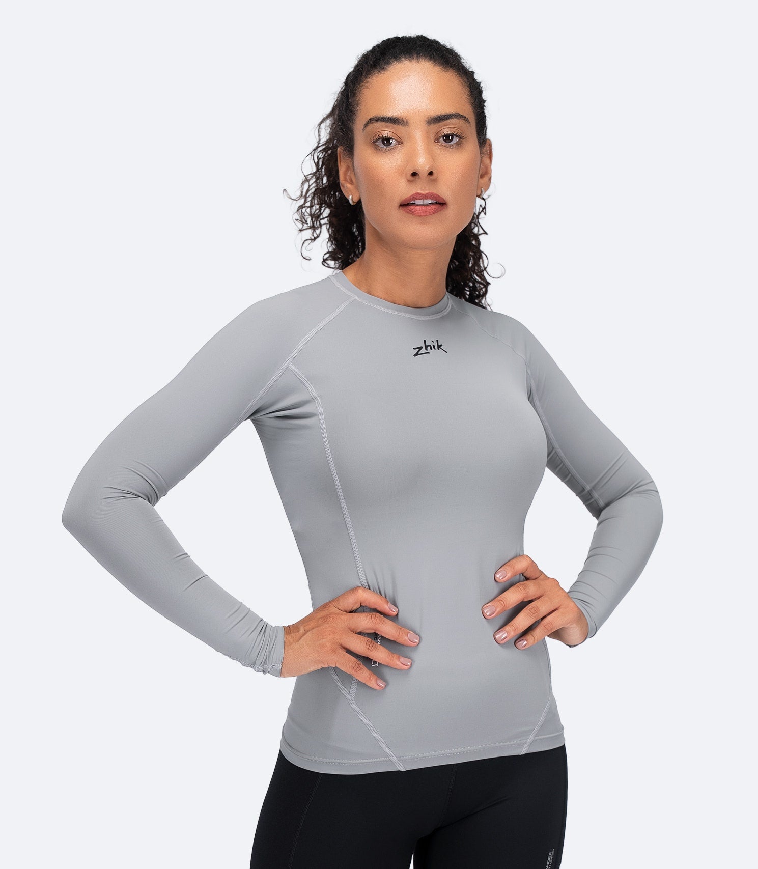 Womens Eco Spandex LT Long Sleeve Baselayer Top - Platinum