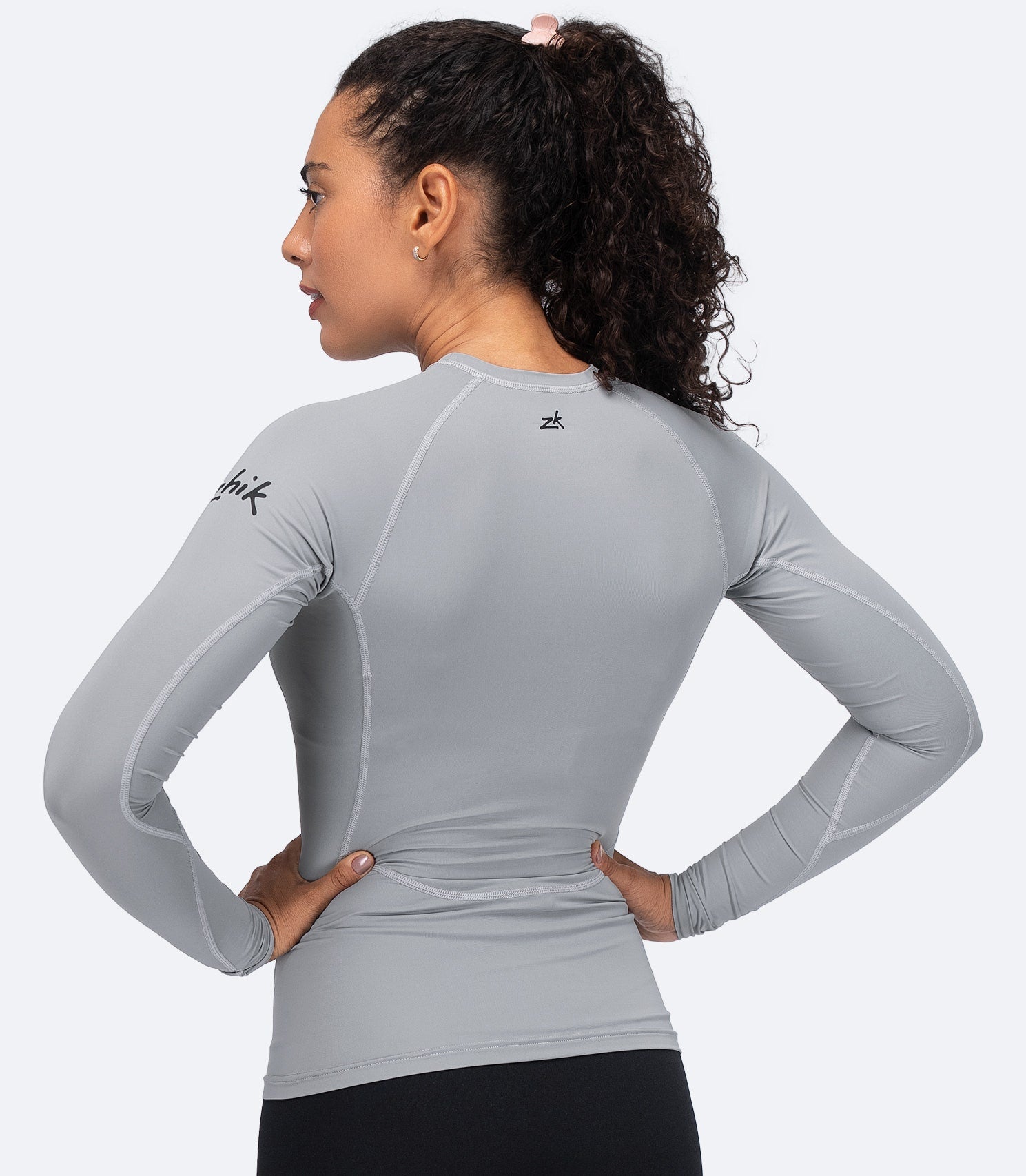 Womens Eco Spandex LT Long Sleeve Baselayer Top - Platinum-2