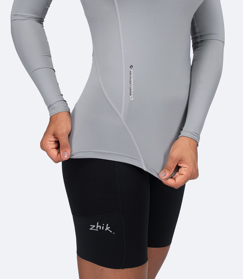 Womens Eco Spandex LT Long Sleeve Baselayer Top - Platinum-3