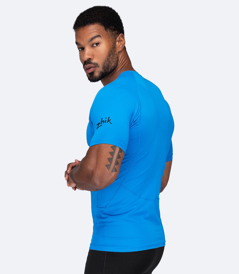 Mens Eco Spandex LT Short Sleeve Baselayer Top - Cyan-2