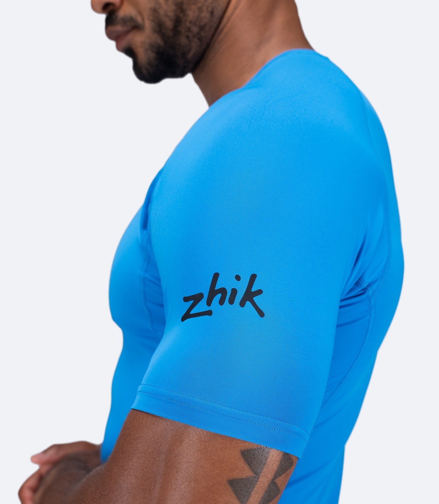 Mens Eco Spandex LT Short Sleeve Baselayer Top - Cyan-4
