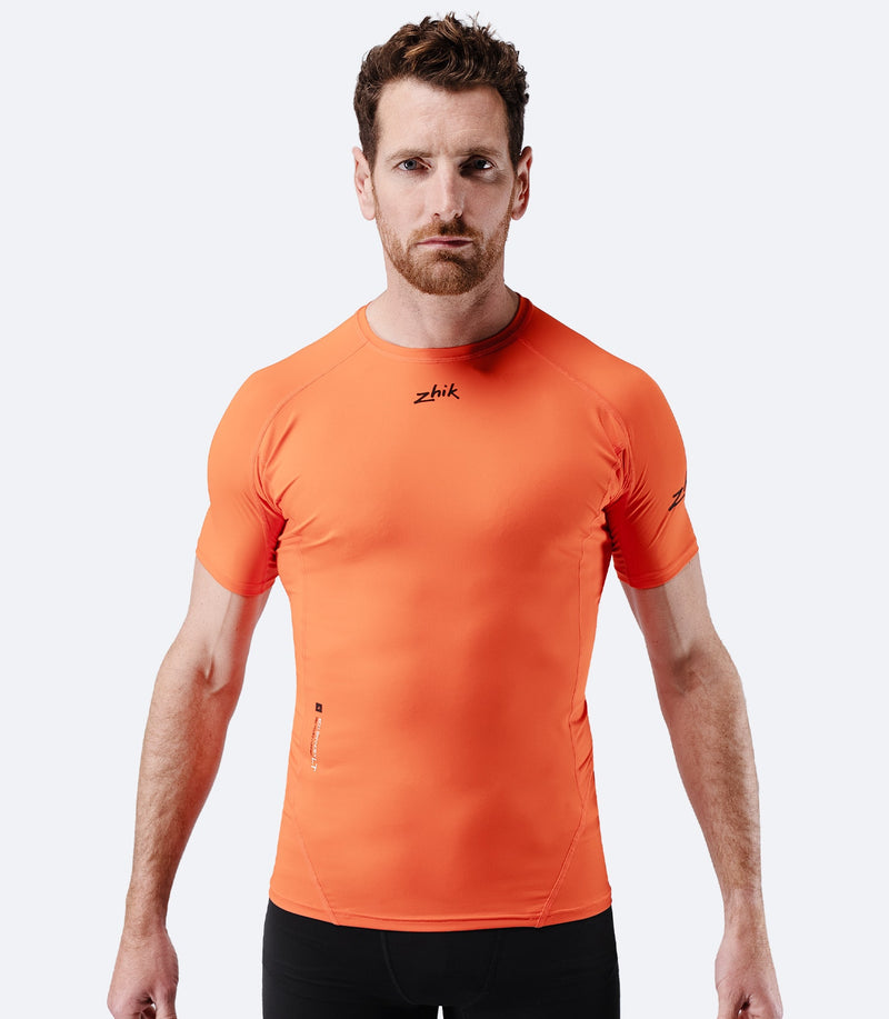 Mens Eco Spandex LT Short Sleeve Baselayer Top - Flame Red-1