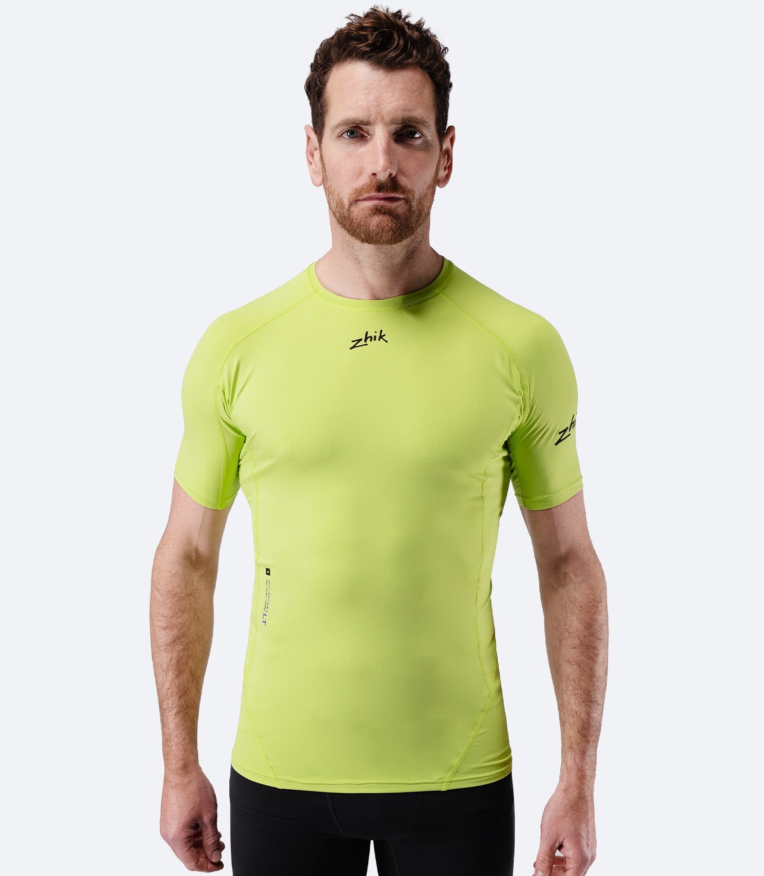 Mens Eco Spandex LT Short Sleeve Baselayer Top - Lime-1