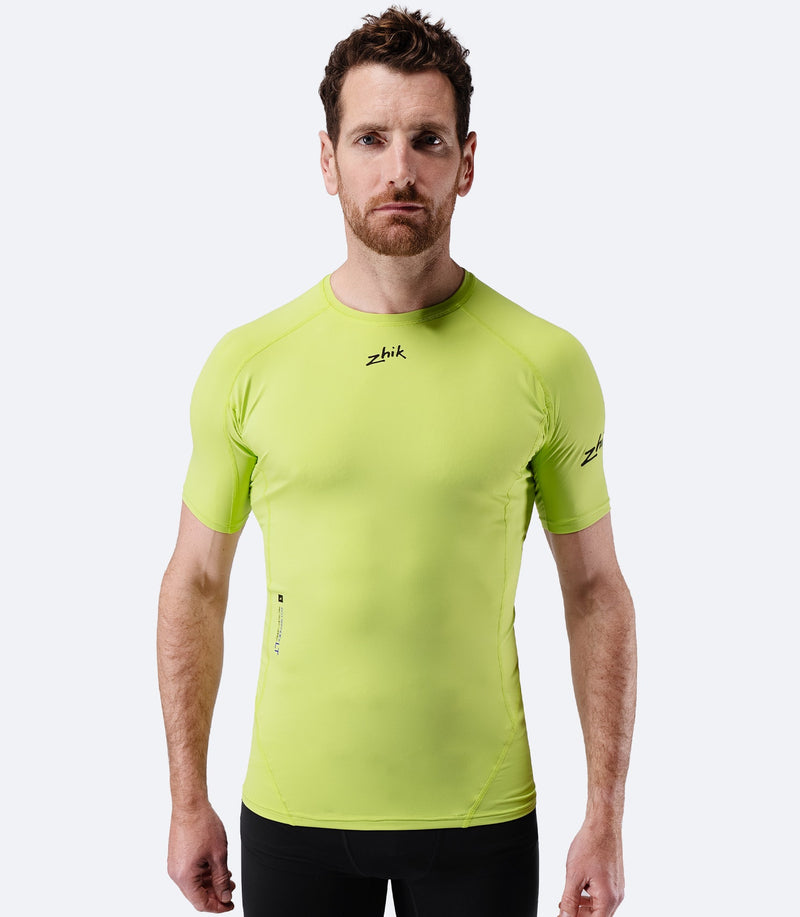 Mens Eco Spandex LT Short Sleeve Baselayer Top - Lime-1
