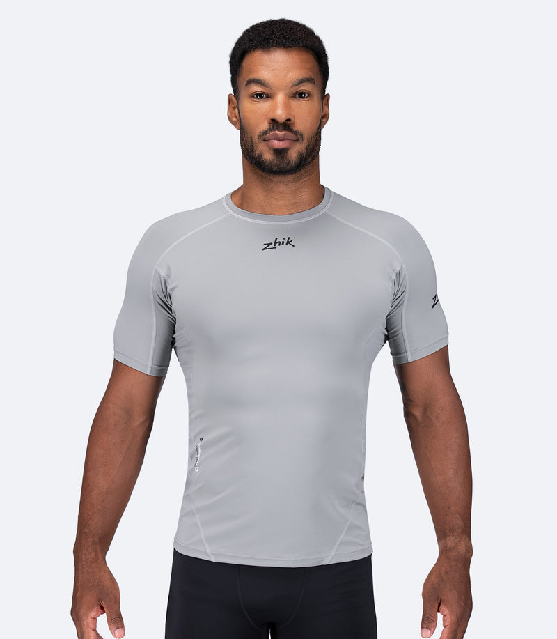 Mens Eco Spandex LT Short Sleeve Baselayer Top - Platinum-1