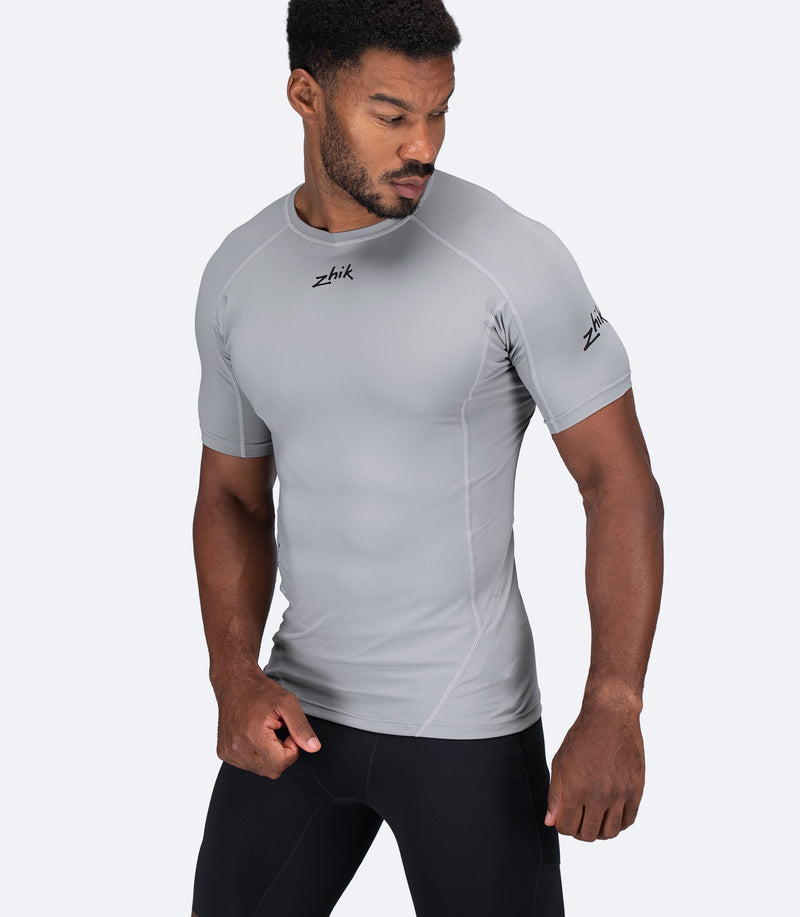 Mens Eco Spandex LT Short Sleeve Baselayer Top - Platinum-4