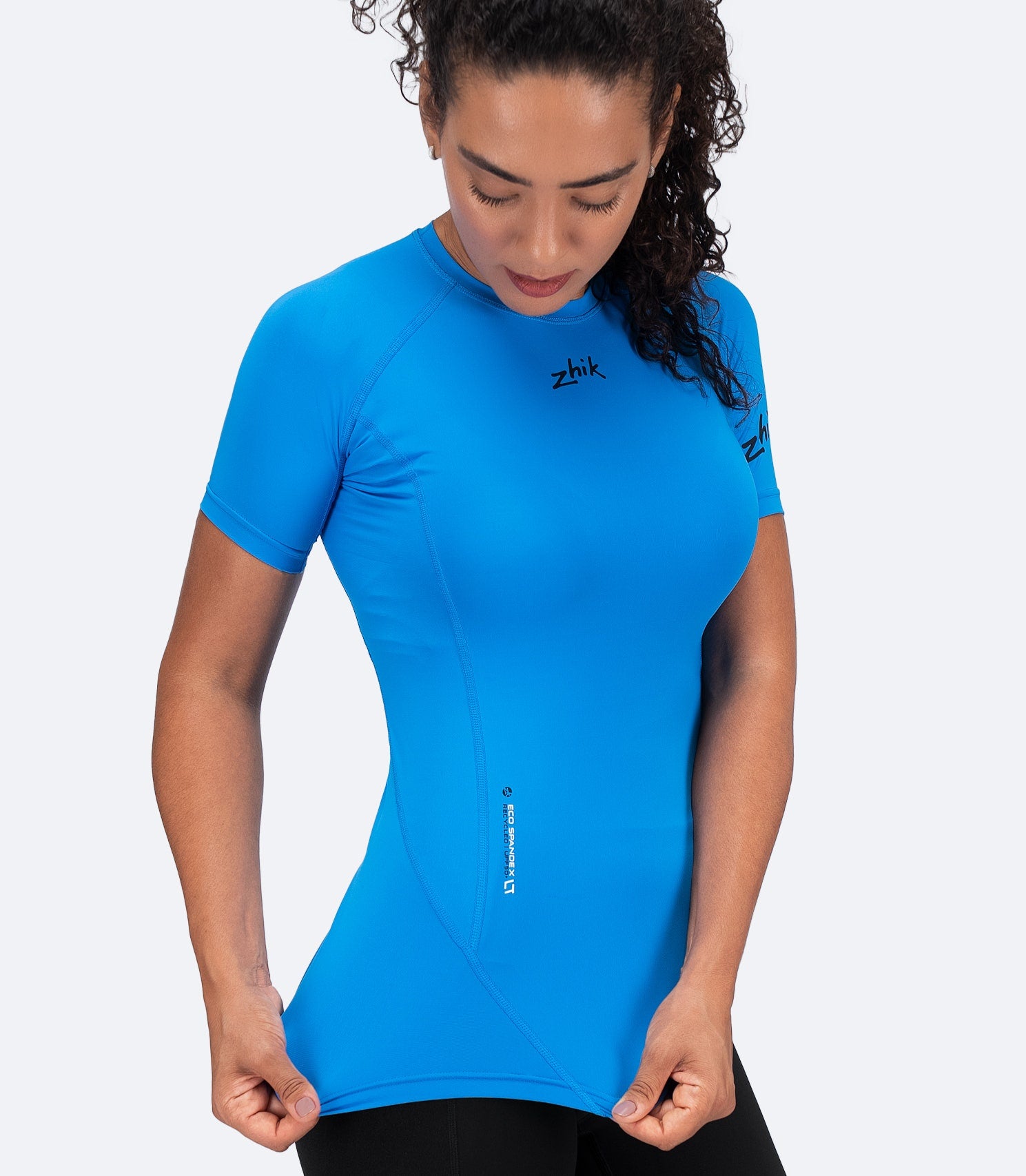 Womens Eco Spandex LT Short Sleeve Baselayer Top - Cyan-2