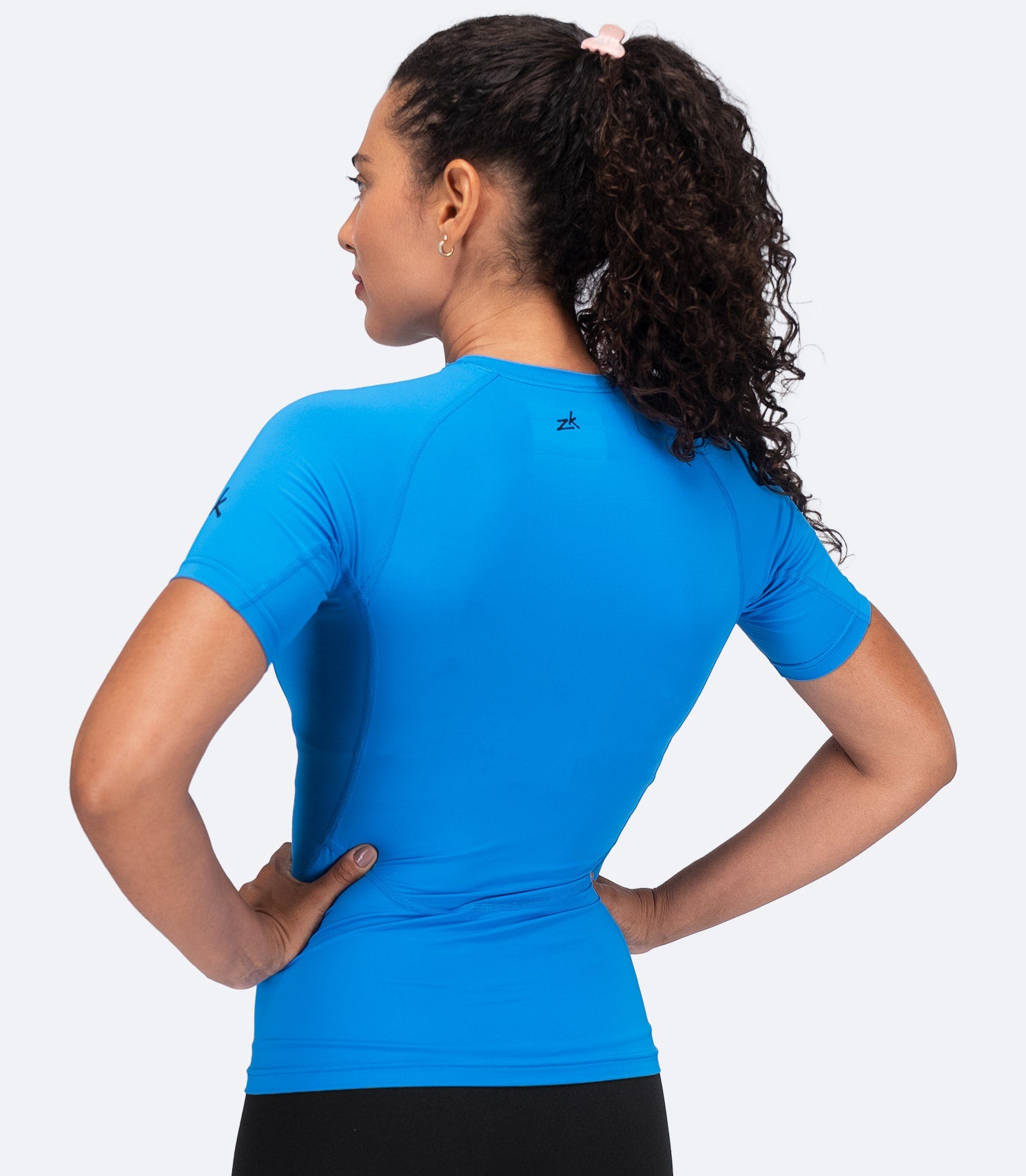 Womens Eco Spandex LT Short Sleeve Baselayer Top - Cyan-3