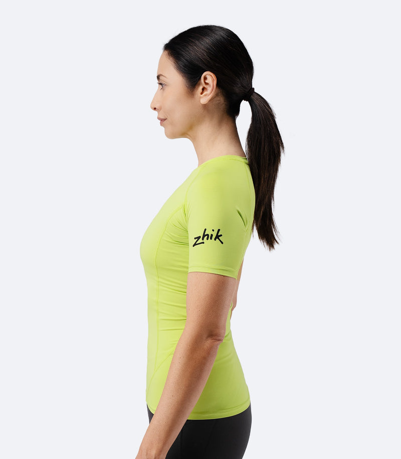 Womens Eco Spandex LT Short Sleeve Baselayer Top - Lime-2