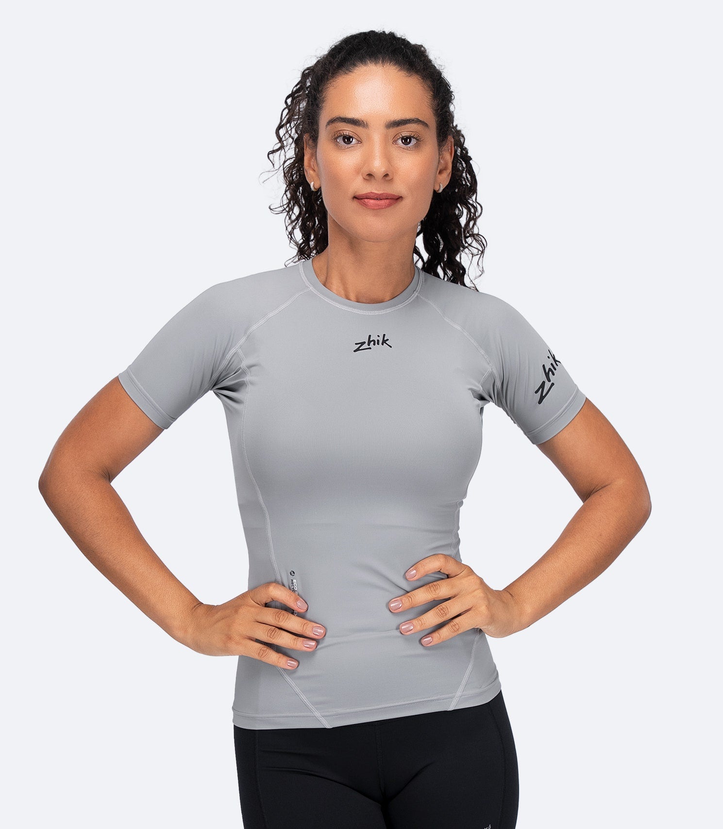Womens Eco Spandex LT Short Sleeve Baselayer Top - Platinum