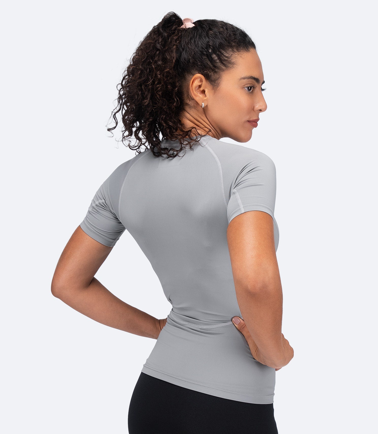 Womens Eco Spandex LT Short Sleeve Baselayer Top - Platinum