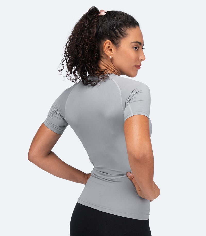 Womens Eco Spandex LT Short Sleeve Baselayer Top - Platinum-2