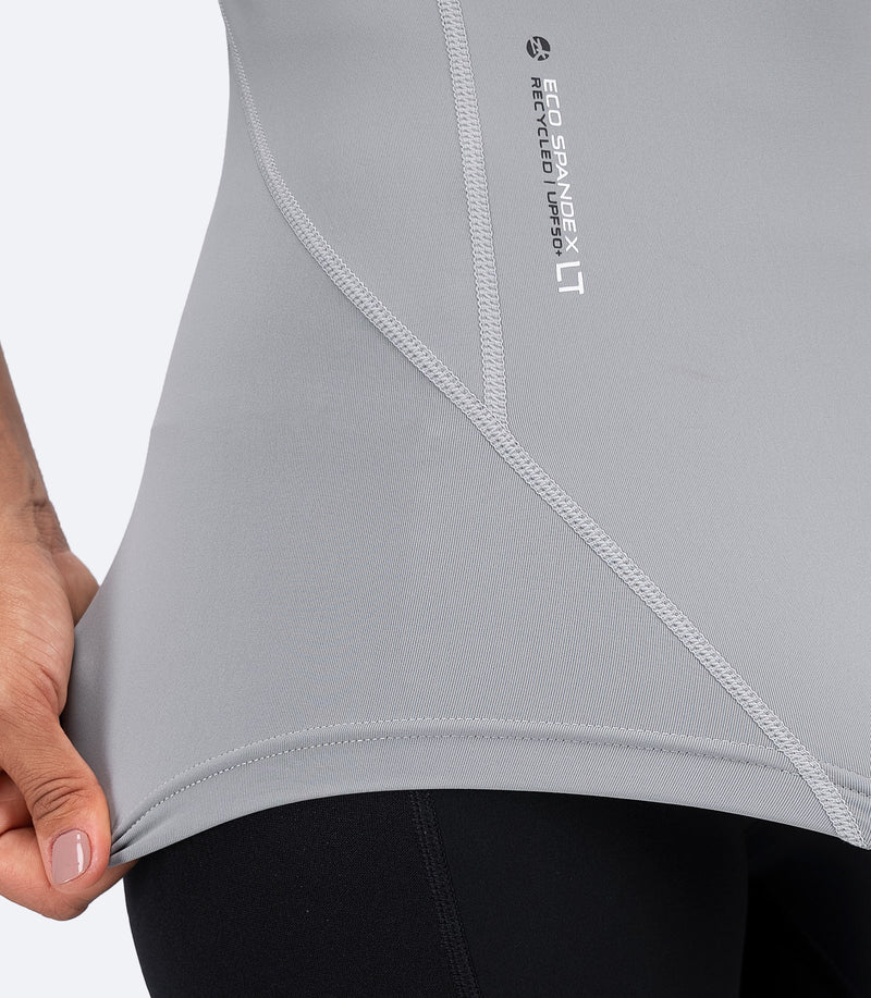Womens Eco Spandex LT Short Sleeve Baselayer Top - Platinum-3