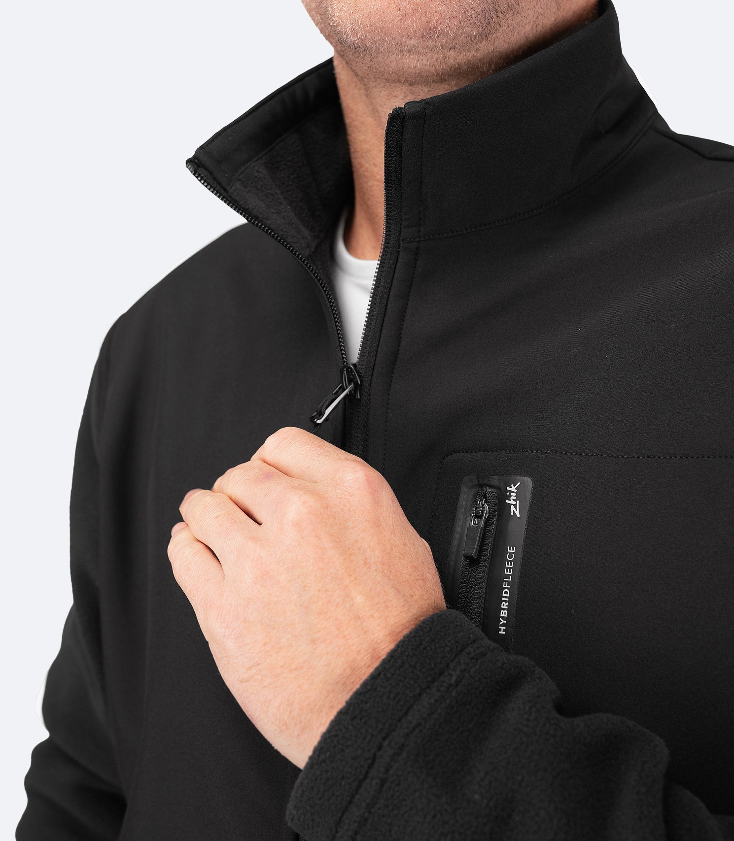 Mens Hybrid Fleece Jacket - Black-3