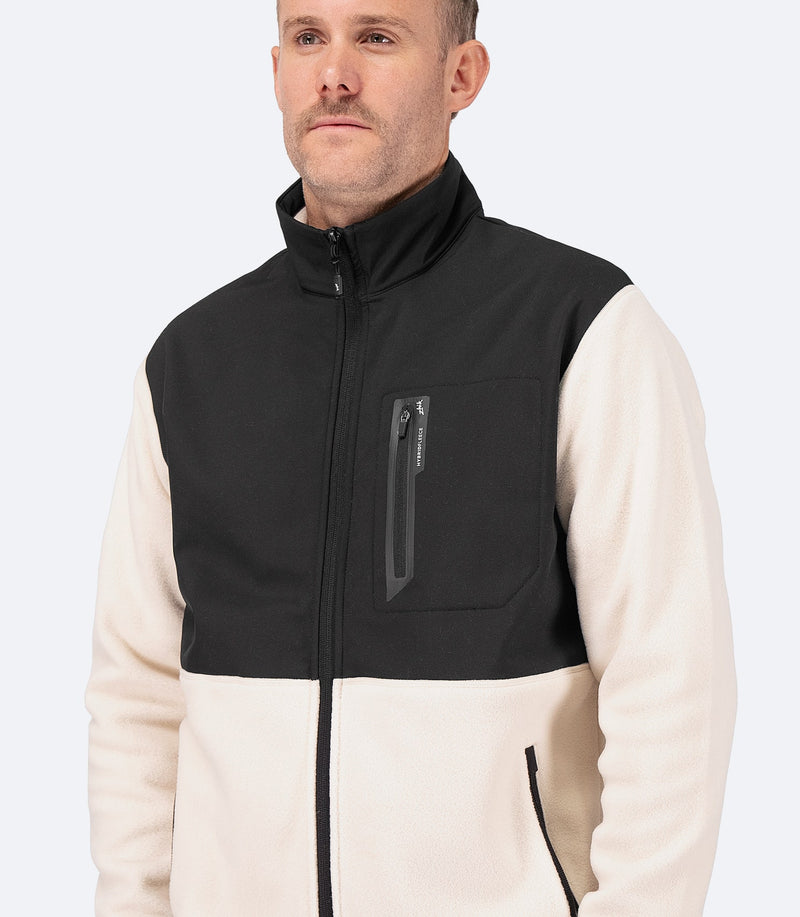 Mens Hybrid Fleece Jacket - Chalk-5