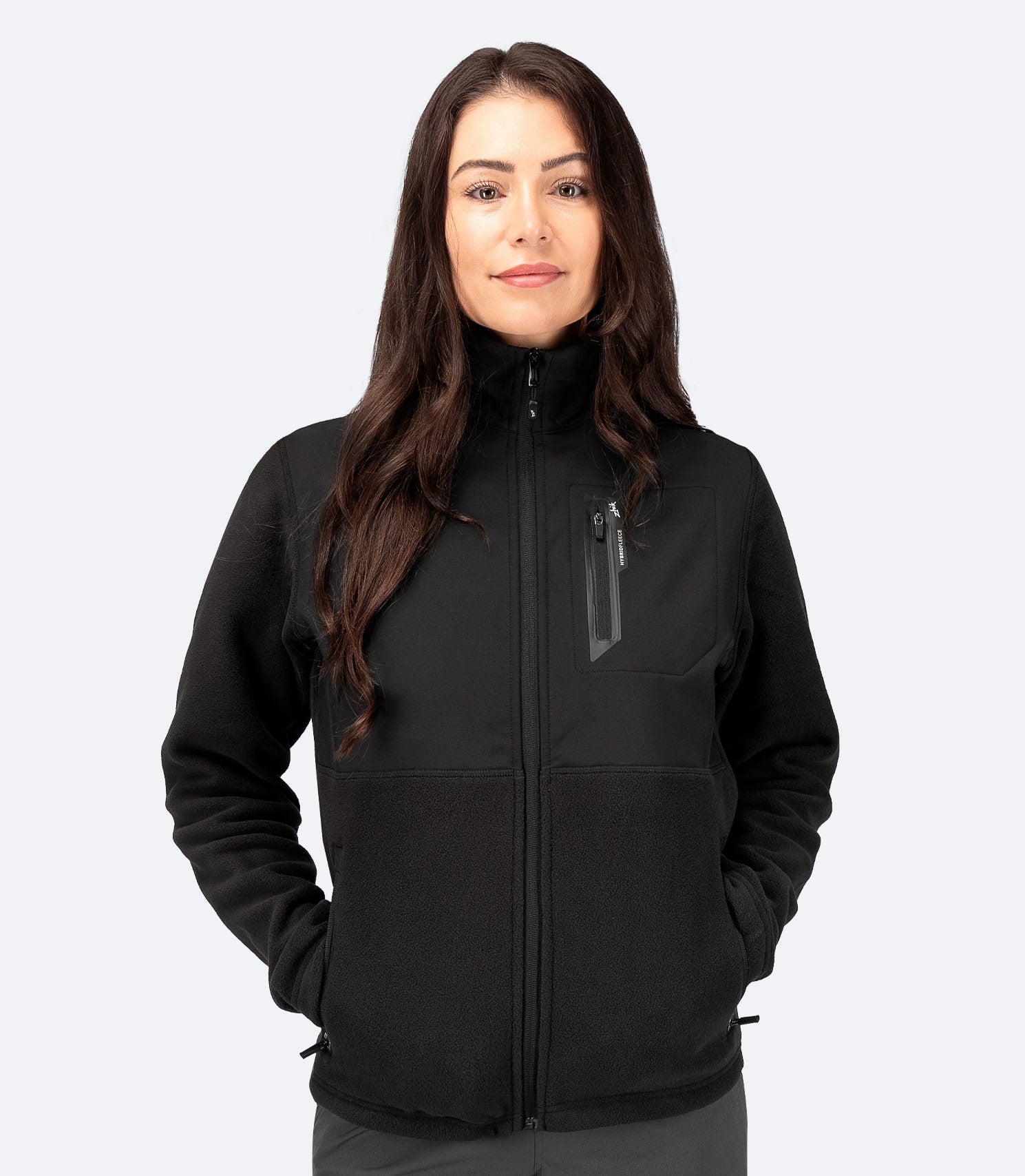 Womens Hybrid Fleece Jacket - Black-1