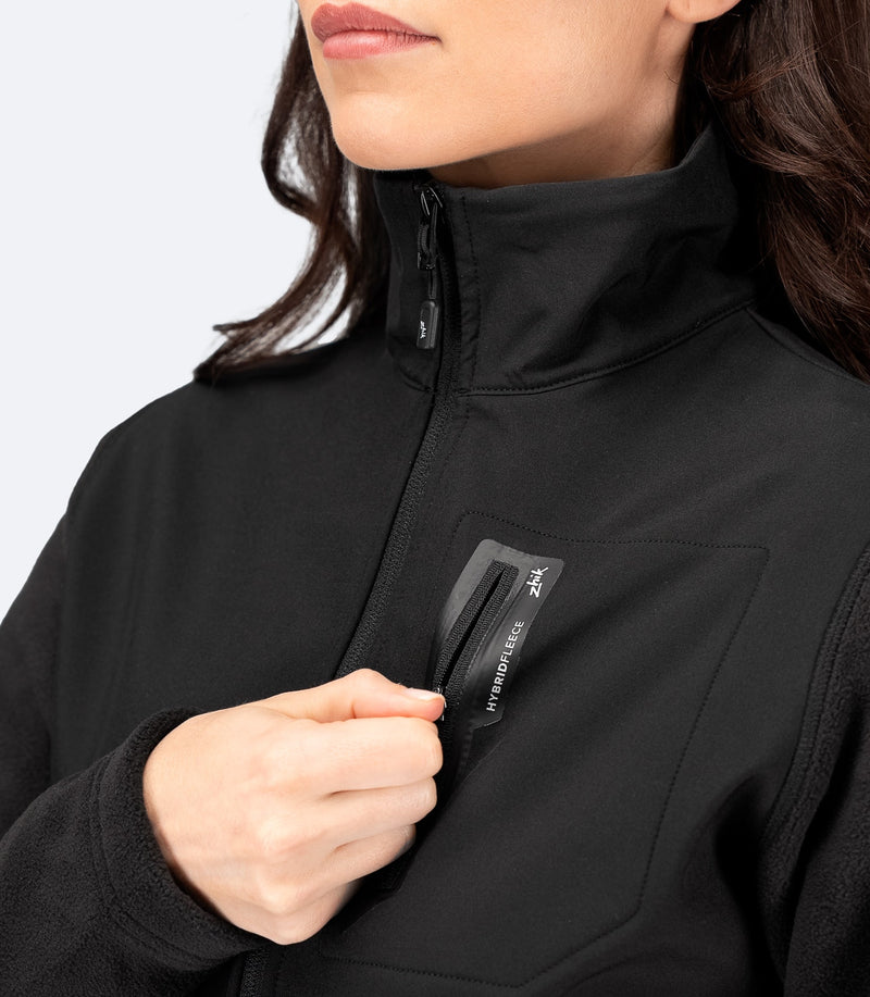 Womens Hybrid Fleece Jacket - Black-2