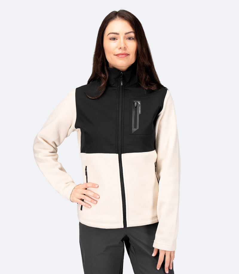 Womens Hybrid Fleece Jacket - Chalk-1