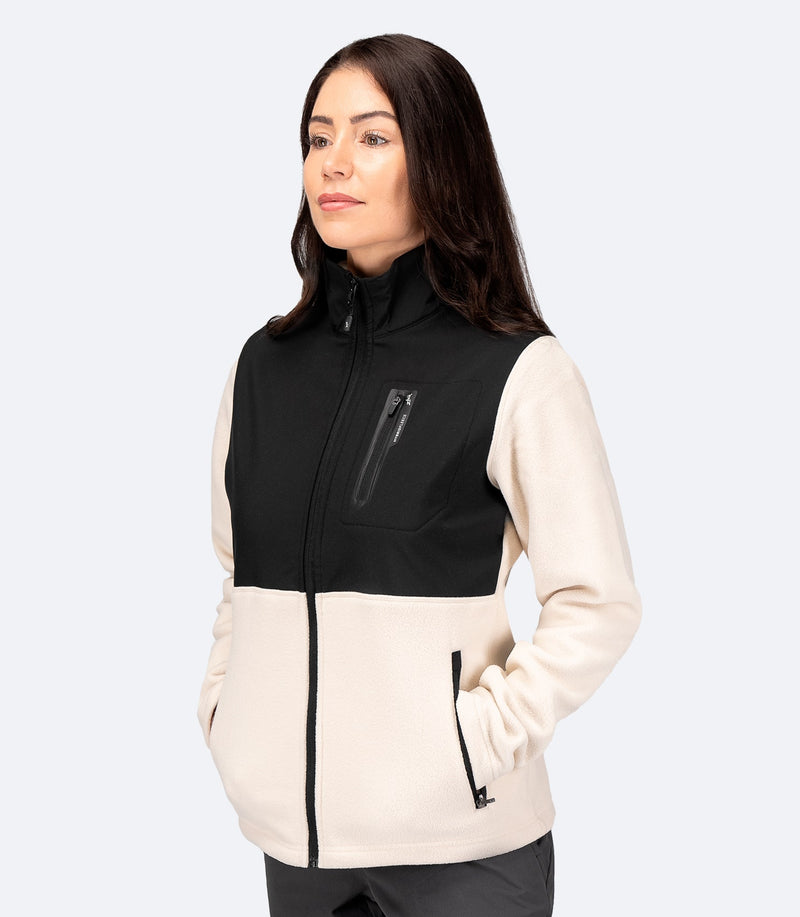 Womens Hybrid Fleece Jacket - Chalk-4