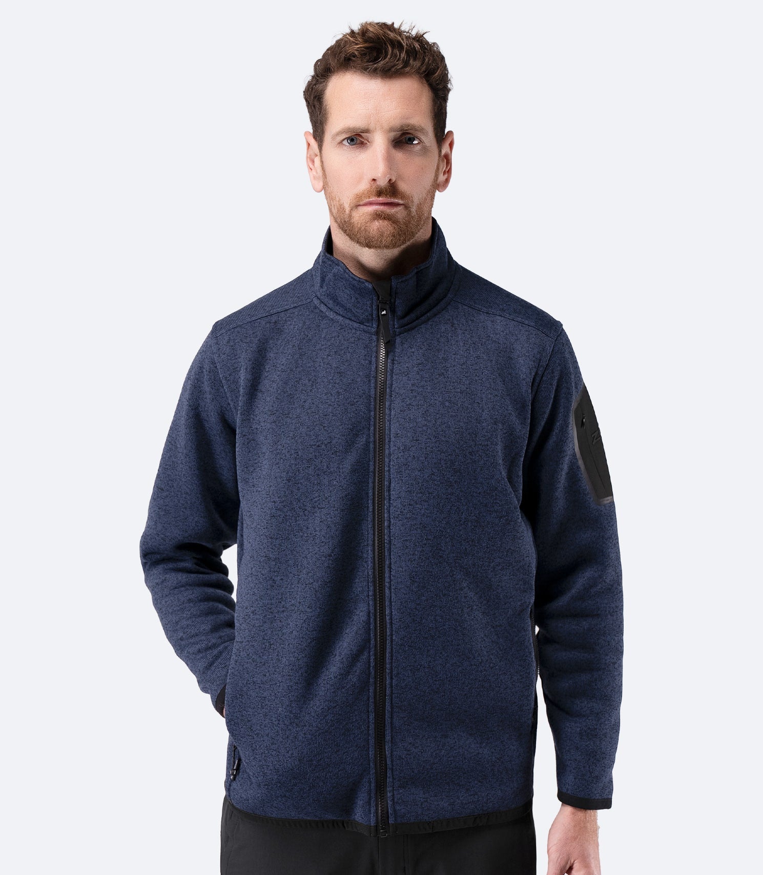 Mens Knit Fleece Jacket - Dark Navy Marle-1