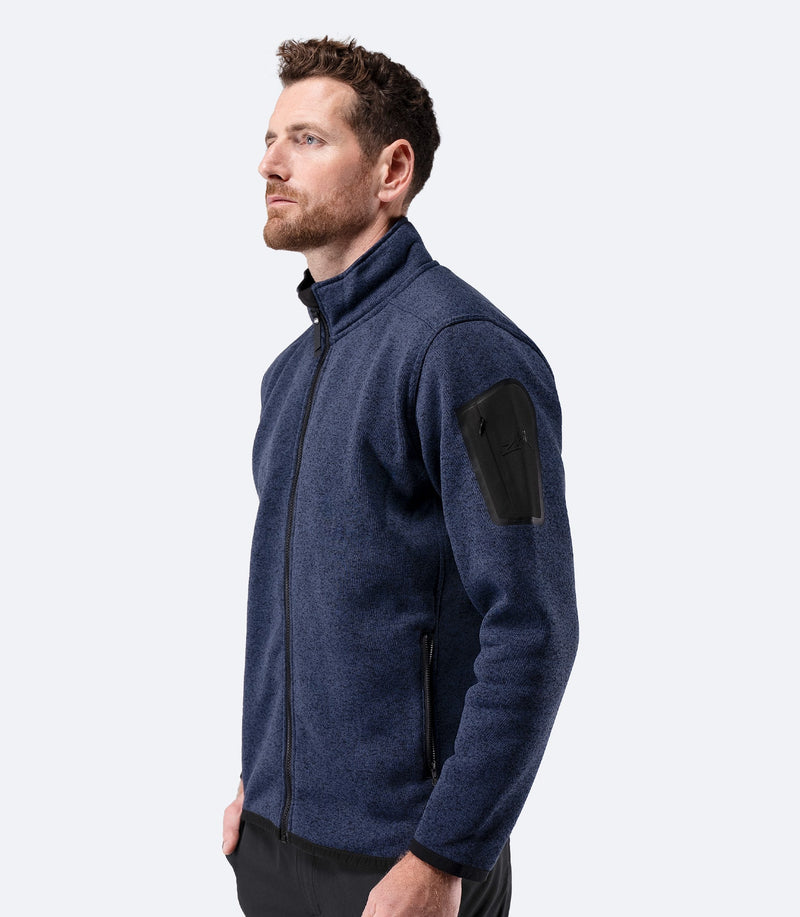Mens Knit Fleece Jacket - Dark Navy Marle-2