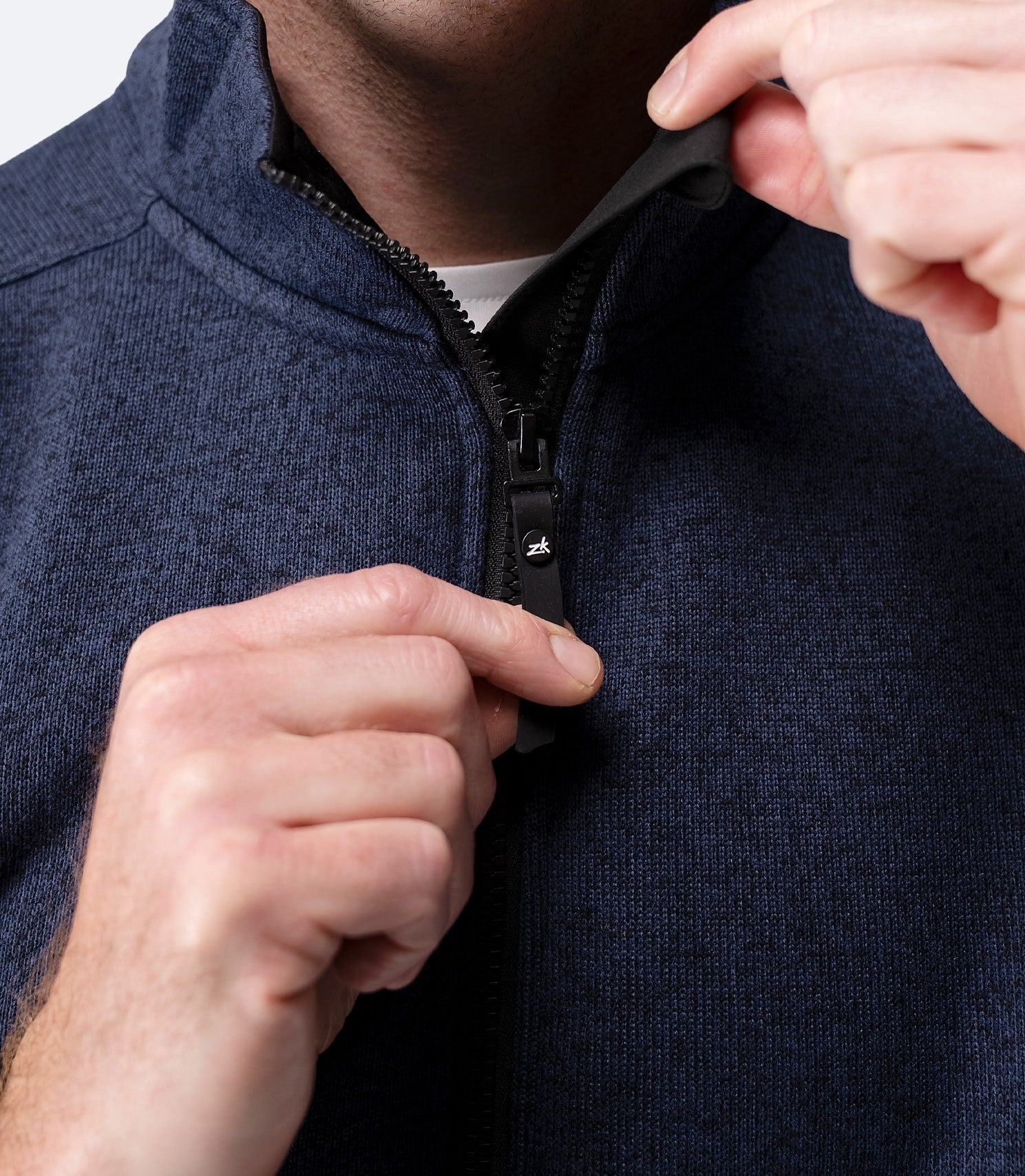 Mens Knit Fleece Jacket - Dark Navy Marle-4