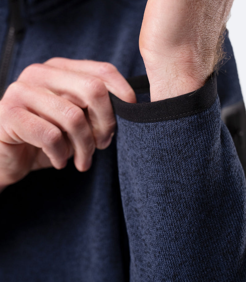 Mens Knit Fleece Jacket - Dark Navy Marle-5