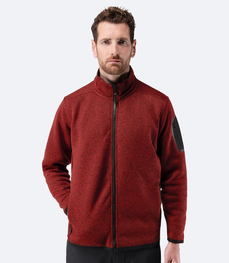 Mens Knit Fleece Jacket - Garnet Marle-1