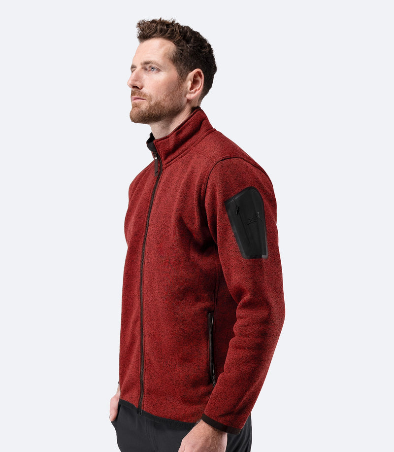 Mens Knit Fleece Jacket - Garnet Marle-2