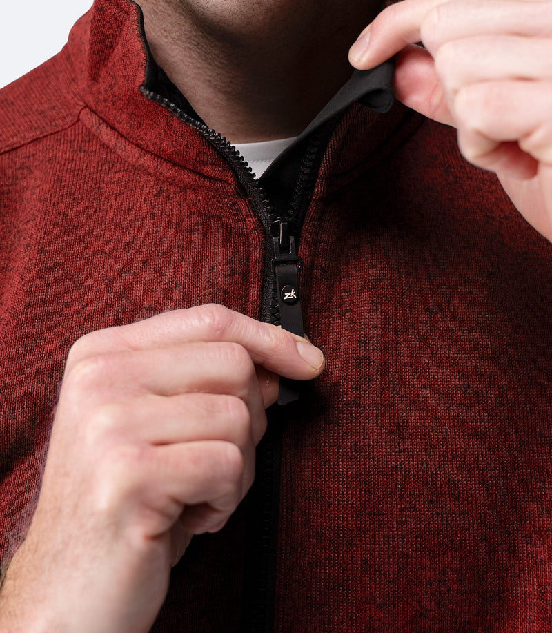 Mens Knit Fleece Jacket - Garnet Marle-3