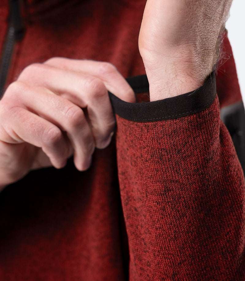 Mens Knit Fleece Jacket - Garnet Marle-4