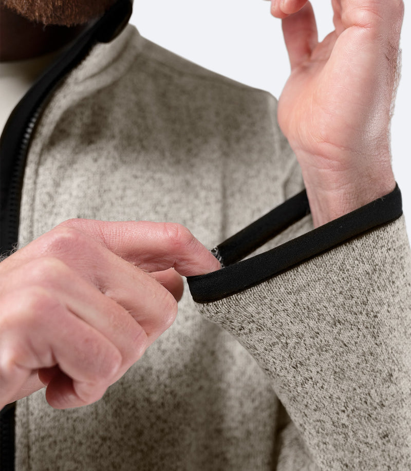 Mens Knit Fleece Jacket - Light Grey Marle-4