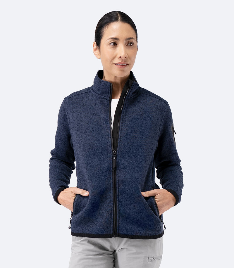 Womens Knit Fleece Jacket - Dark Navy Marle-1