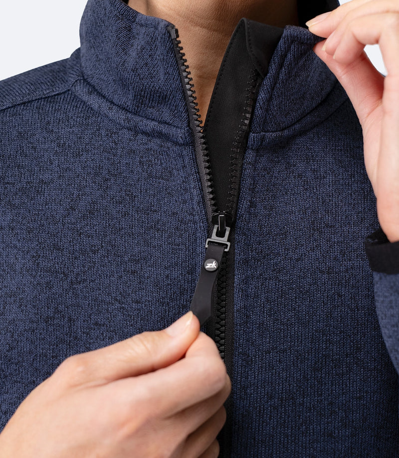 Womens Knit Fleece Jacket - Dark Navy Marle-7