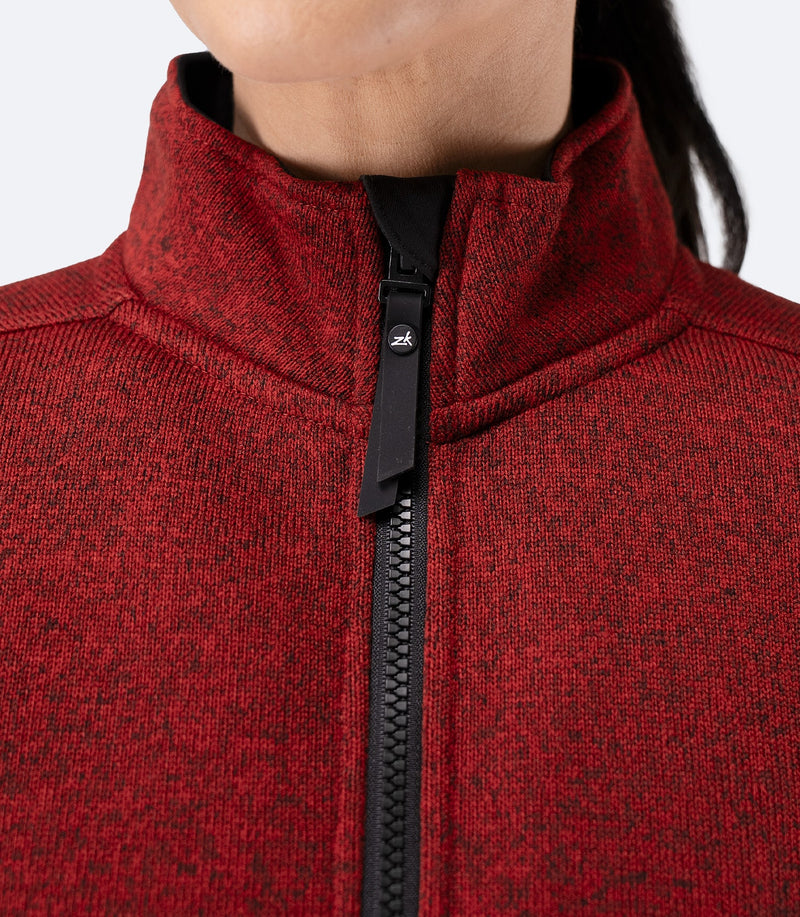Womens Knit Fleece Jacket - Garnet Marle-2
