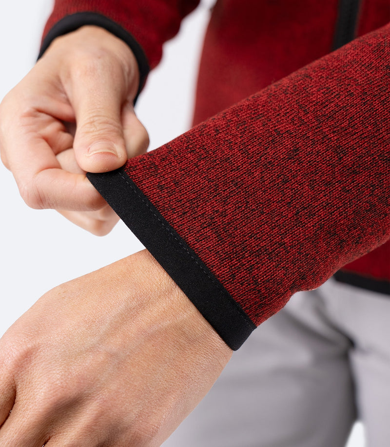 Womens Knit Fleece Jacket - Garnet Marle-3