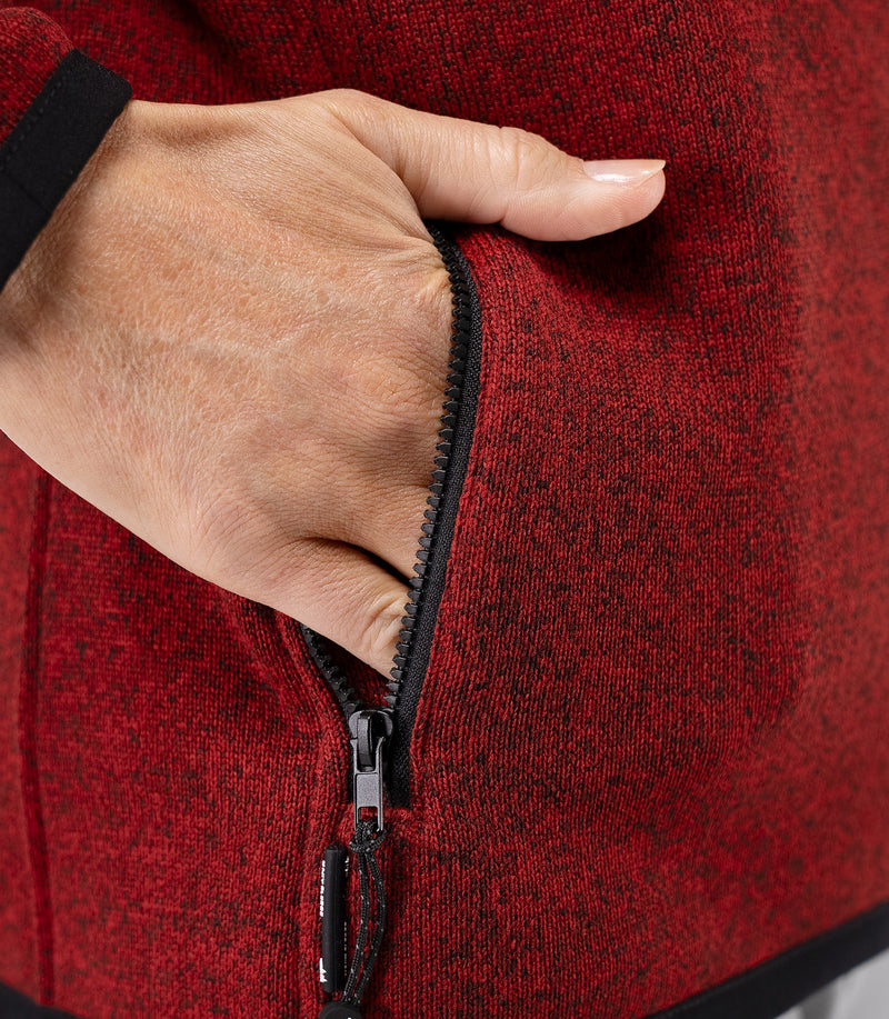 Womens Knit Fleece Jacket - Garnet Marle-4