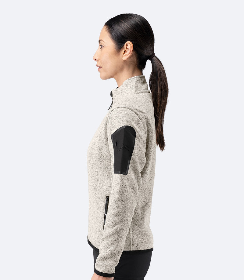 Womens Knit Fleece Jacket - Light Grey Marle-2