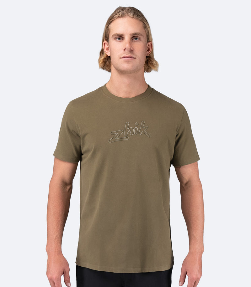 Mens Zhik Logo Cotton T-Shirt - Sea Kelp-1