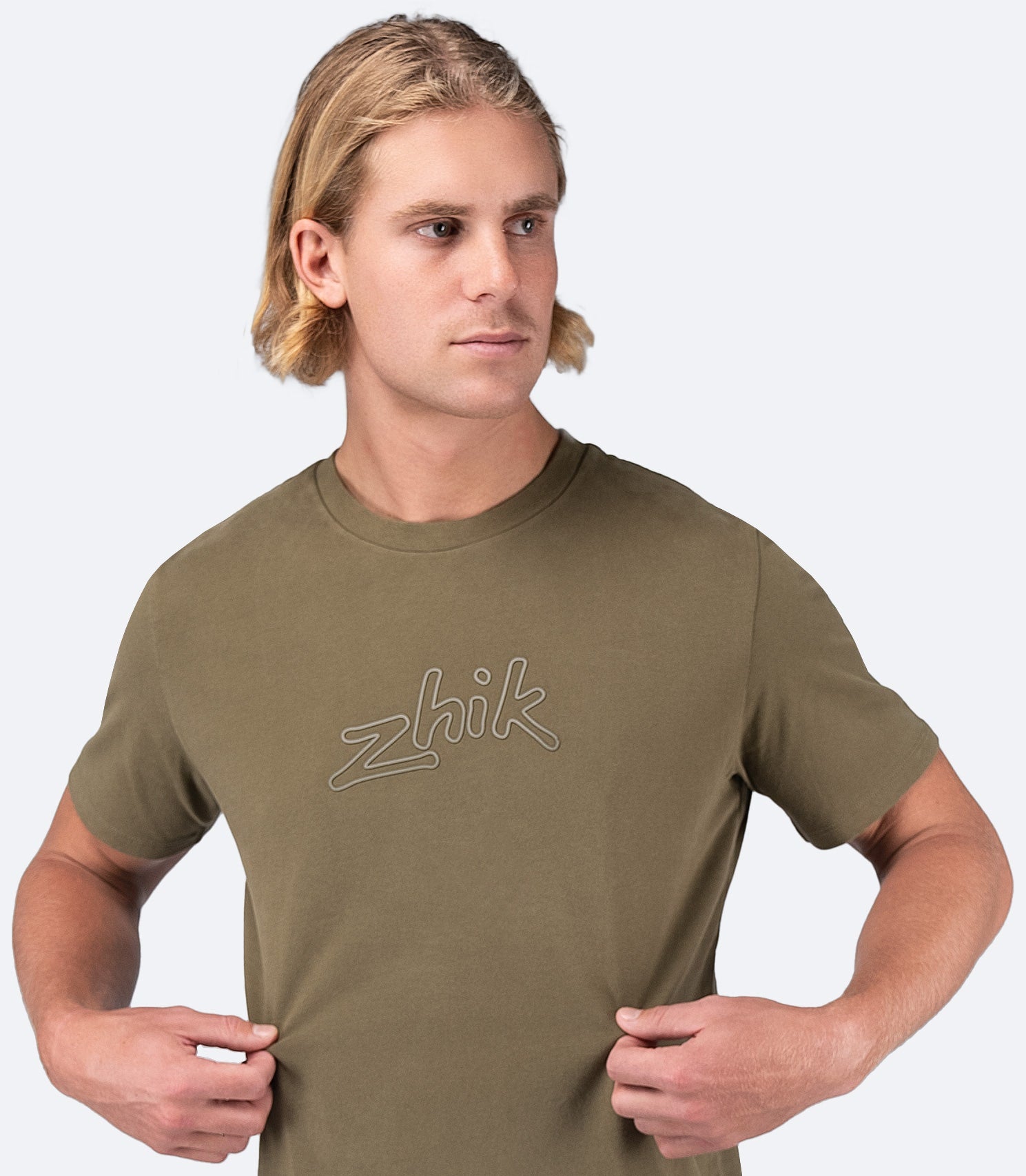 Mens Zhik Logo Cotton T-Shirt - Sea Kelp-3
